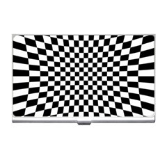 Illusion Checkerboard Black And White Pattern Business Card Holder by Nexatart