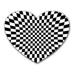 Illusion Checkerboard Black And White Pattern Heart Mousepads by Nexatart