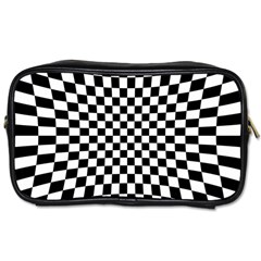 Illusion Checkerboard Black And White Pattern Toiletries Bag (two Sides) by Nexatart