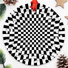 Illusion Checkerboard Black And White Pattern Ornament (round Filigree)