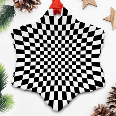 Illusion Checkerboard Black And White Pattern Snowflake Ornament (two Sides)