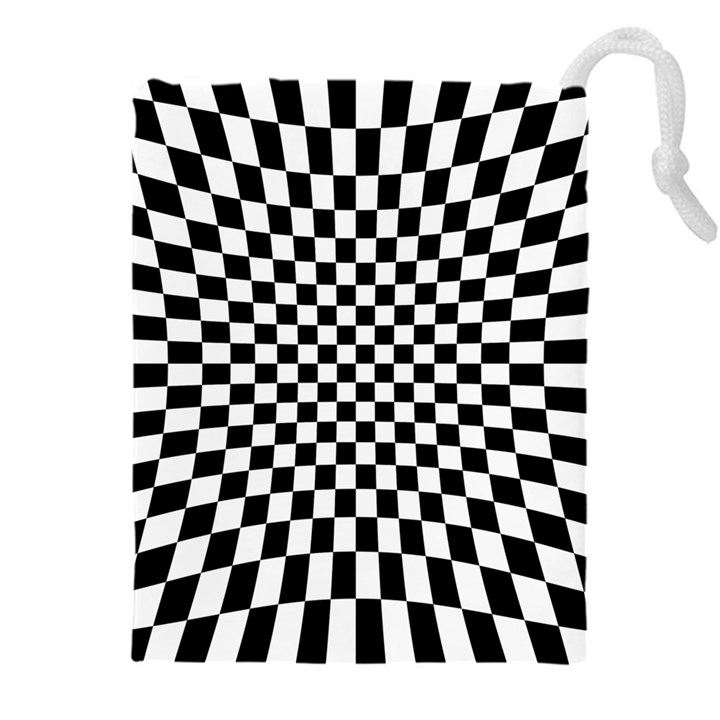 Illusion Checkerboard Black And White Pattern Drawstring Pouch (4XL)