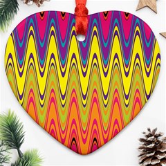 Retro Colorful Waves Background Ornament (heart)