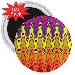 Retro Colorful Waves Background 3  Magnets (100 Pack) by Nexatart