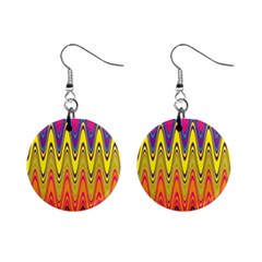 Retro Colorful Waves Background Mini Button Earrings