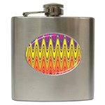 Retro Colorful Waves Background Hip Flask (6 oz) Front