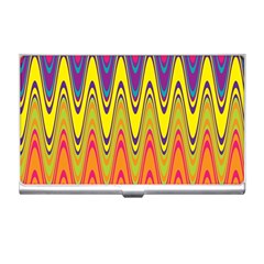 Retro Colorful Waves Background Business Card Holder