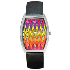 Retro Colorful Waves Background Barrel Style Metal Watch by Nexatart