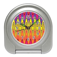 Retro Colorful Waves Background Travel Alarm Clock