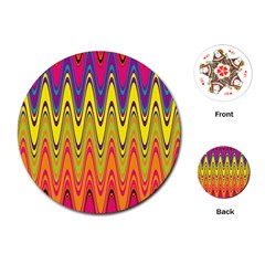 Retro Colorful Waves Background Playing Cards Single Design (round)