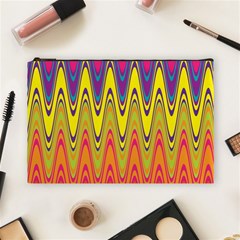 Retro Colorful Waves Background Cosmetic Bag (large)