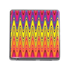 Retro Colorful Waves Background Memory Card Reader (square 5 Slot)