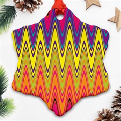 Retro Colorful Waves Background Snowflake Ornament (two Sides)