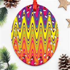 Retro Colorful Waves Background Oval Filigree Ornament (two Sides)