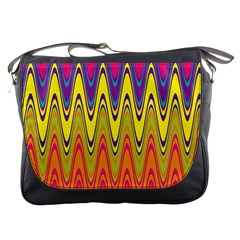 Retro Colorful Waves Background Messenger Bag by Nexatart