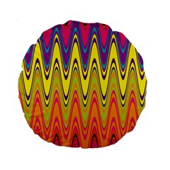 Retro Colorful Waves Background Standard 15  Premium Round Cushions