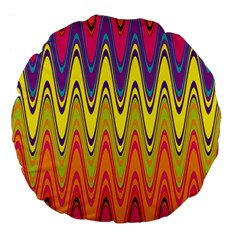 Retro Colorful Waves Background Large 18  Premium Round Cushions