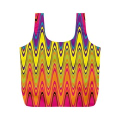 Retro Colorful Waves Background Full Print Recycle Bag (m) by Nexatart