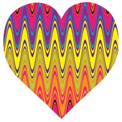 Retro Colorful Waves Background Wooden Puzzle Heart by Nexatart