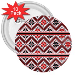 Folklore Ethnic Pattern Background 3  Buttons (10 Pack)  by Nexatart