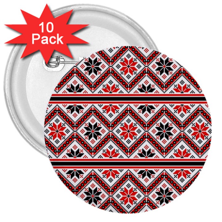 Folklore Ethnic Pattern Background 3  Buttons (10 pack) 