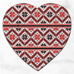 Folklore Ethnic Pattern Background Jigsaw Puzzle (heart)