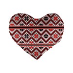 Folklore Ethnic Pattern Background Standard 16  Premium Heart Shape Cushions Front