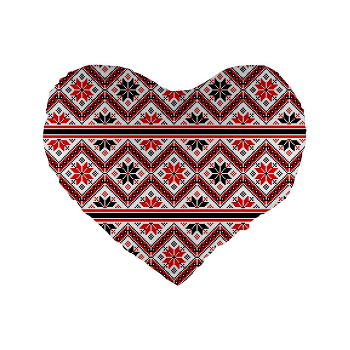 Folklore Ethnic Pattern Background Standard 16  Premium Heart Shape Cushions