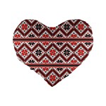 Folklore Ethnic Pattern Background Standard 16  Premium Heart Shape Cushions Back