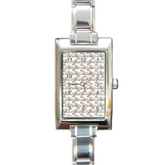 Photo Illustration Floral Motif Striped Design Rectangle Italian Charm Watch by dflcprintsclothing