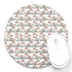 Photo Illustration Floral Motif Striped Design Round Mousepads