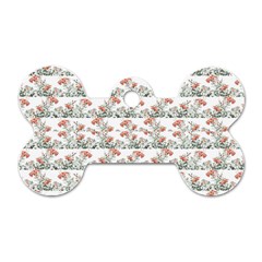 Photo Illustration Floral Motif Striped Design Dog Tag Bone (two Sides)