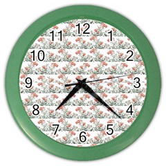 Photo Illustration Floral Motif Striped Design Color Wall Clock by dflcprintsclothing