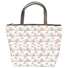 Photo Illustration Floral Motif Striped Design Bucket Bag