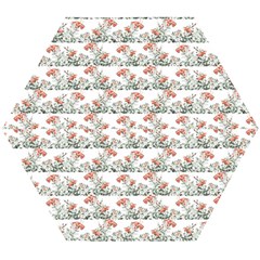 Photo Illustration Floral Motif Striped Design Wooden Puzzle Hexagon by dflcprintsclothing