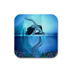 Wonderful Jellyfish Women Rubber Square Coaster (4 Pack)  by FantasyWorld7