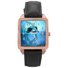 Wonderful Jellyfish Women Rose Gold Leather Watch  by FantasyWorld7