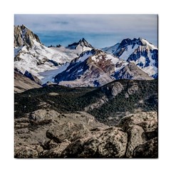 El Chalten Landcape Andes Patagonian Mountains, Agentina Tile Coaster by dflcprintsclothing