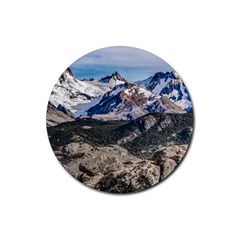 El Chalten Landcape Andes Patagonian Mountains, Agentina Rubber Round Coaster (4 Pack)  by dflcprintsclothing