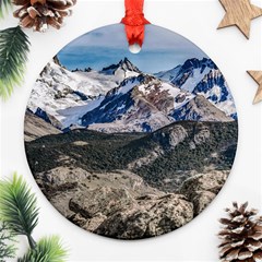 El Chalten Landcape Andes Patagonian Mountains, Agentina Round Ornament (two Sides) by dflcprintsclothing