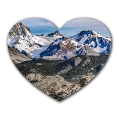 El Chalten Landcape Andes Patagonian Mountains, Agentina Heart Mousepads by dflcprintsclothing