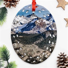 El Chalten Landcape Andes Patagonian Mountains, Agentina Ornament (oval Filigree) by dflcprintsclothing