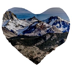 El Chalten Landcape Andes Patagonian Mountains, Agentina Large 19  Premium Heart Shape Cushions by dflcprintsclothing