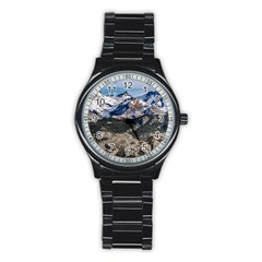 El Chalten Landcape Andes Patagonian Mountains, Agentina Stainless Steel Round Watch by dflcprintsclothing