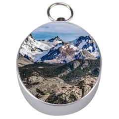 El Chalten Landcape Andes Patagonian Mountains, Agentina Silver Compasses by dflcprintsclothing