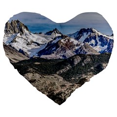 El Chalten Landcape Andes Patagonian Mountains, Agentina Large 19  Premium Flano Heart Shape Cushions by dflcprintsclothing