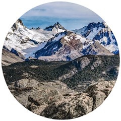 El Chalten Landcape Andes Patagonian Mountains, Agentina Wooden Puzzle Round by dflcprintsclothing