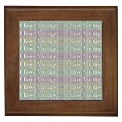 I Love Vintage Phrase Motif Striped Pattern Design Framed Tile by dflcprintsclothing