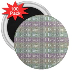 I Love Vintage Phrase Motif Striped Pattern Design 3  Magnets (100 Pack)