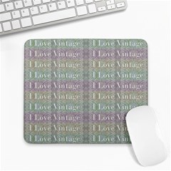 I Love Vintage Phrase Motif Striped Pattern Design Large Mousepads by dflcprintsclothing